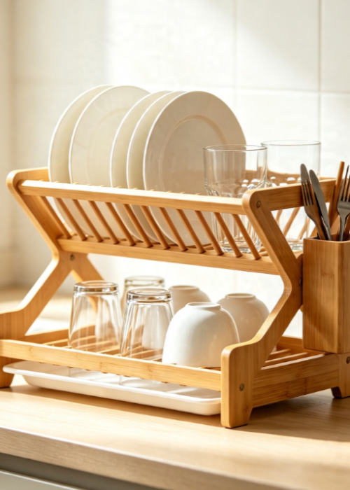 Bamboo Expandable Dish Drying Rack